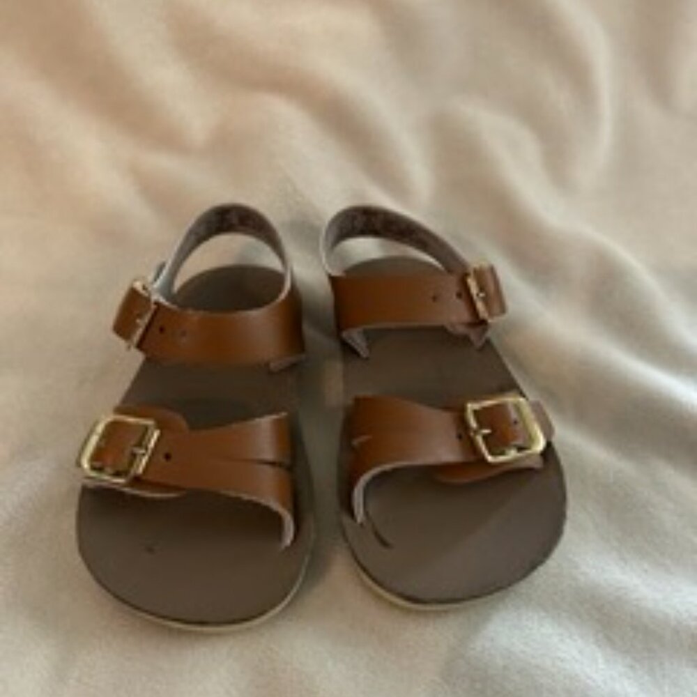 Sun San toddler sandles, toddler sandals, brown leather, size 3